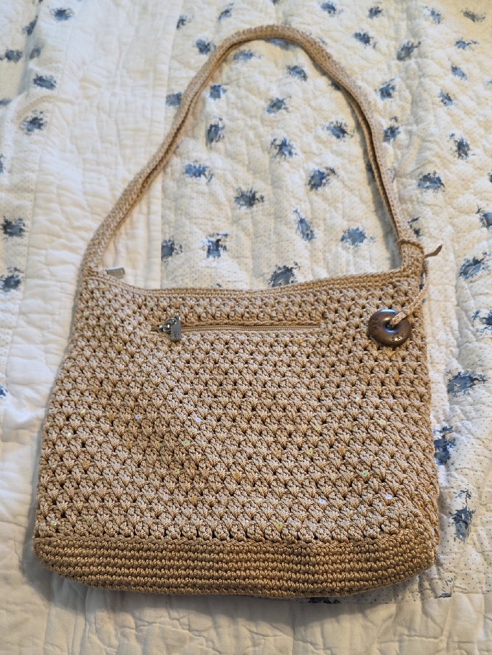 The Sak Woven Shoulder Bag in Natural Beige